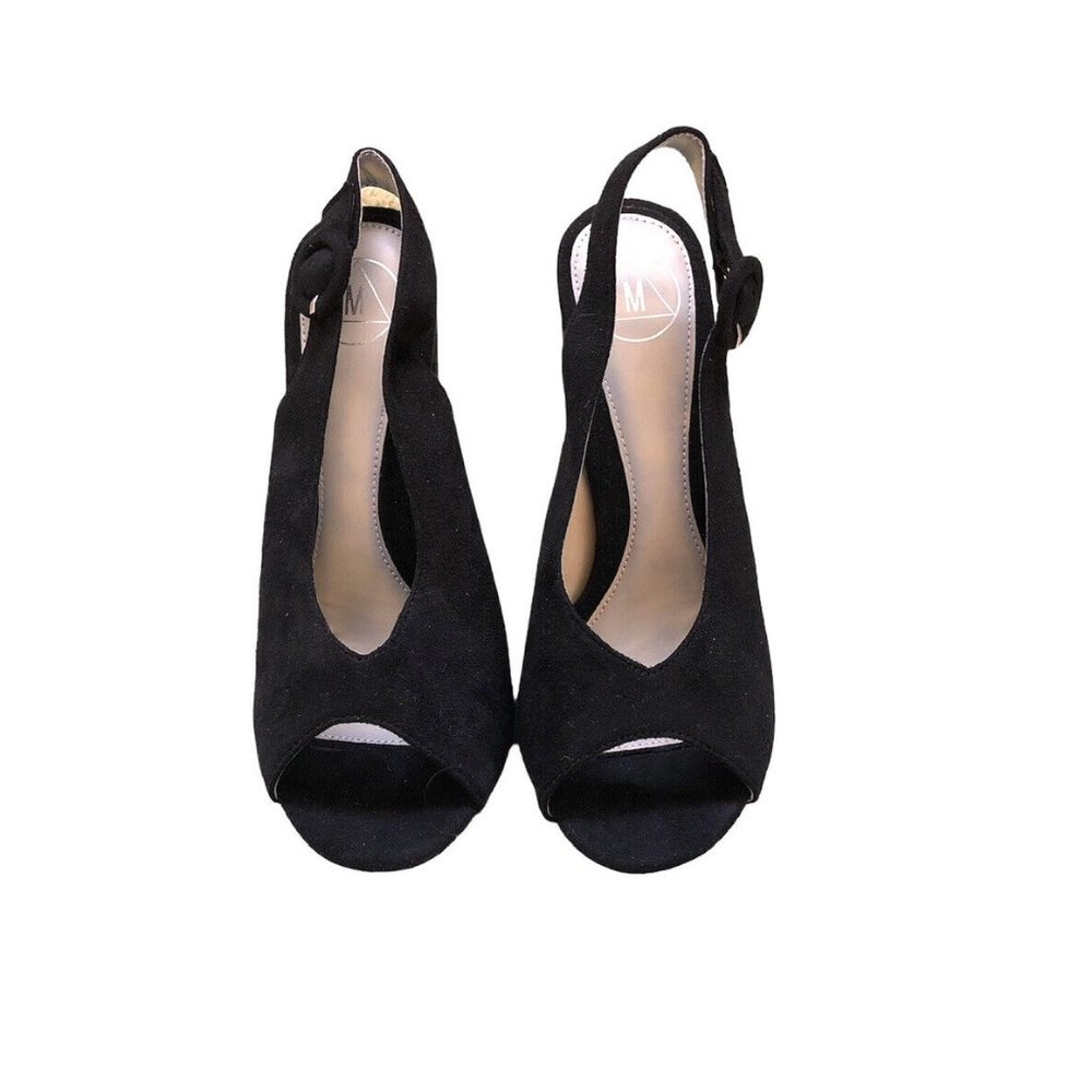 Ladies Women’s Block Heel Open Toe Ankle Strap Sandals Shoes Velvet Black Size 5